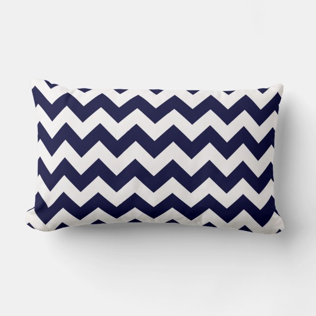 Coussin Rectangle Bleu marine blanc Chevron motif Zig-Zag (Recto)