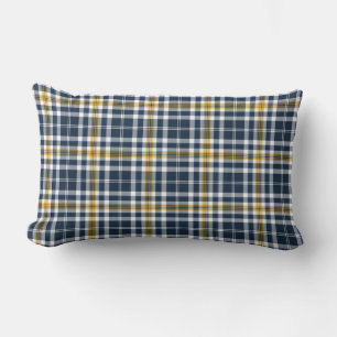 Coussin Rectangle Bleu marine et plaid sportif d'or jaune