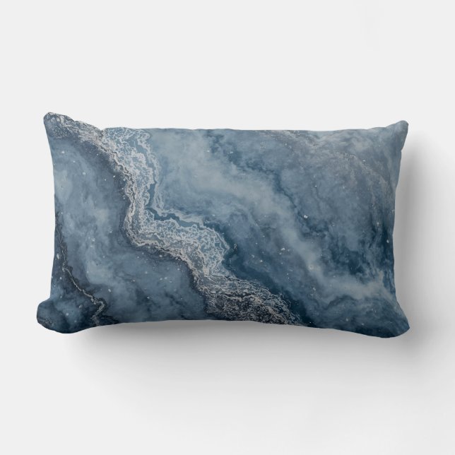 Coussin Rectangle Bleu marine Gris Bleu clair Blanc Contemporain (Recto)
