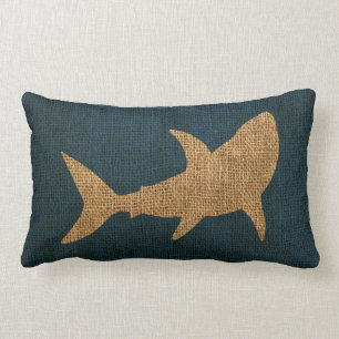 Coussin Rectangle Bleu nautique de mer profonde de requin de