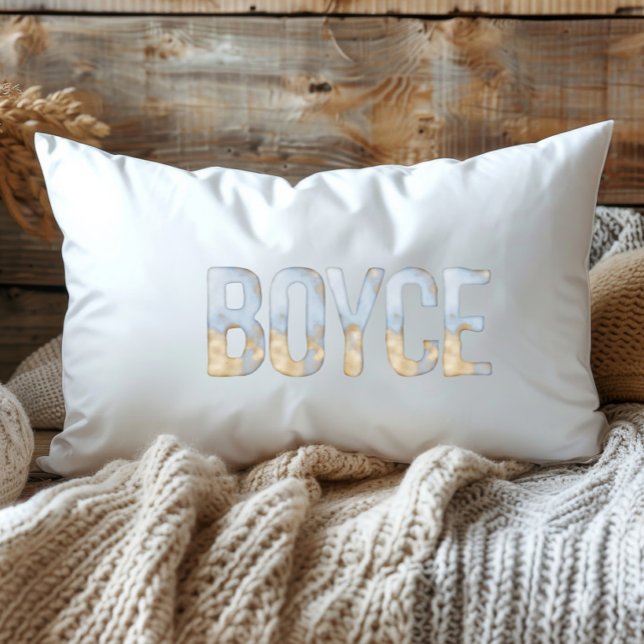 Coussin Rectangle Bleu Or Pastel Aquarelle Boyce Louisiane (Créateur téléchargé)