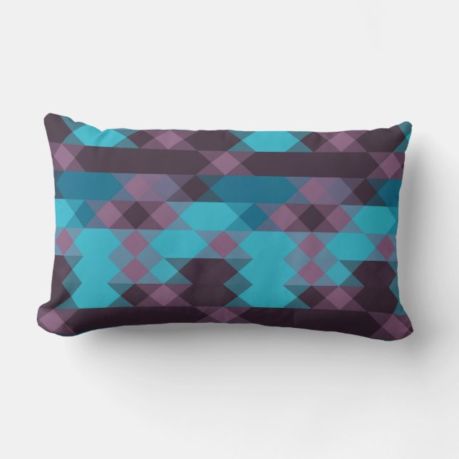 Coussin Rectangle bleu paon, violet, bleu topaze et tonnerre (Recto)