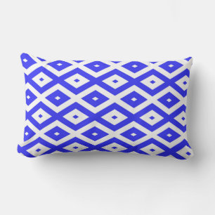 Coussin Rectangle Bleu royal et motif diamant blanc