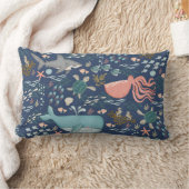 Coussin Rectangle Bleu sous la mer Aquarelle Océan Animaux (Couverture)