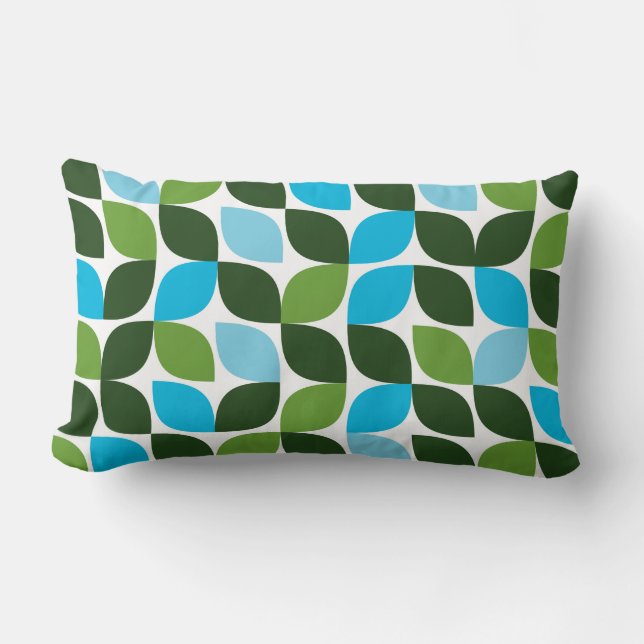 Coussin Rectangle Bleu, vert, cool, tendance, nature moderne abstrai (Recto)