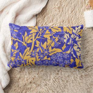 Coussin Rectangle Bleu vif ornemental et jaune or