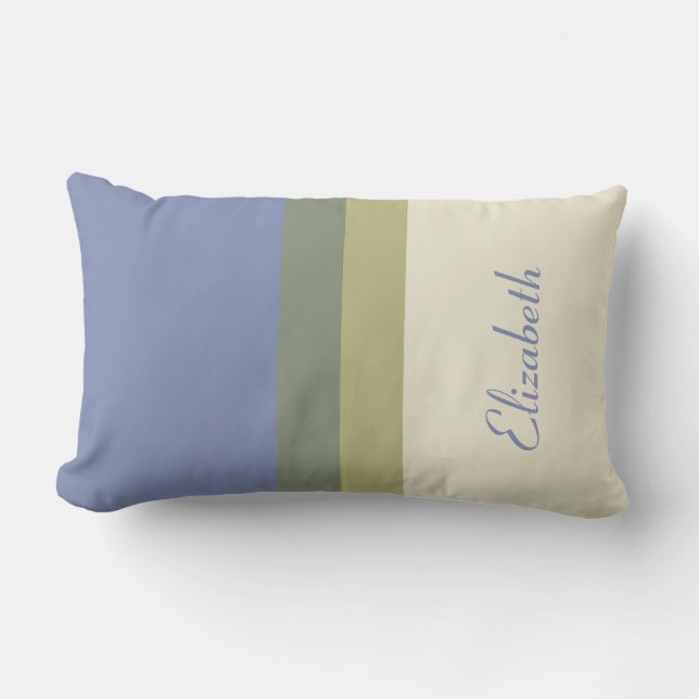 Coussin Rectangle Bloc de couleur bleu vert crème moderne nom person (Recto)
