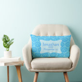 Coussin Rectangle Blue Damask Baby Nom du garçon Naissance personnal (Chaise)