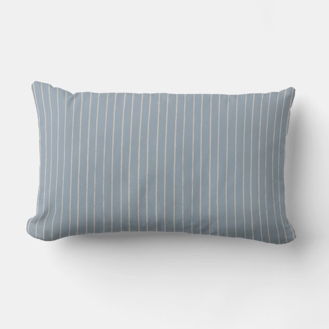 Coussin Rectangle Blue Grey Taupe Stripe Minimalist Pattern (Recto)