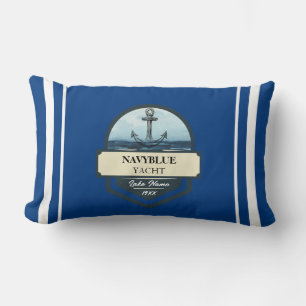 Coussin Rectangle Blue Nautical Ancre yacht club bateau marina Nom