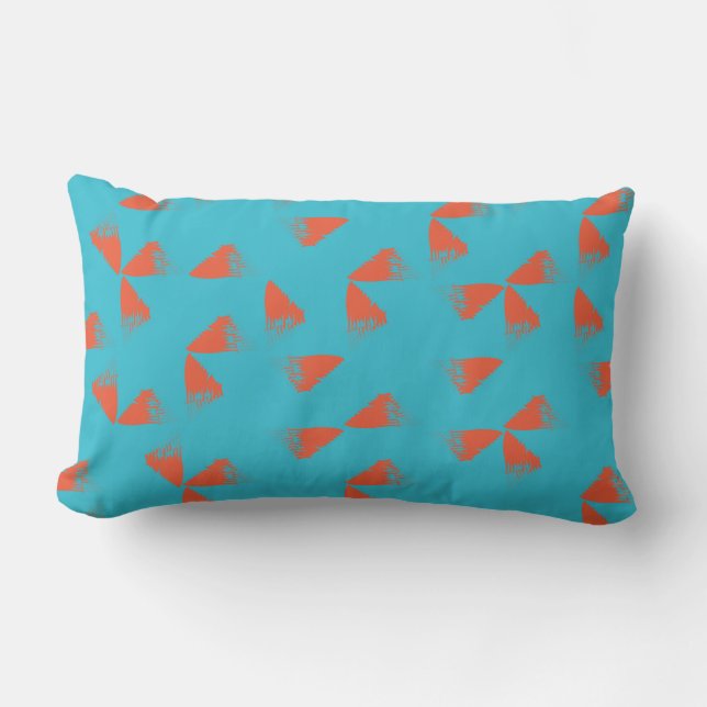 Coussin Rectangle Blue, orange, vibrant, trendy geometric pattern (Recto)