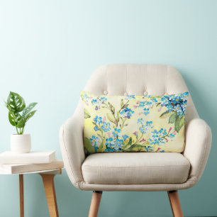 Coussin Rectangle Blue Oubliez-moi pas les fleurs Aquarelle