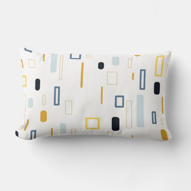 Coussin Rectangle Blue Pastel Mustard Yellow Formes Motif Abstrait (Recto)