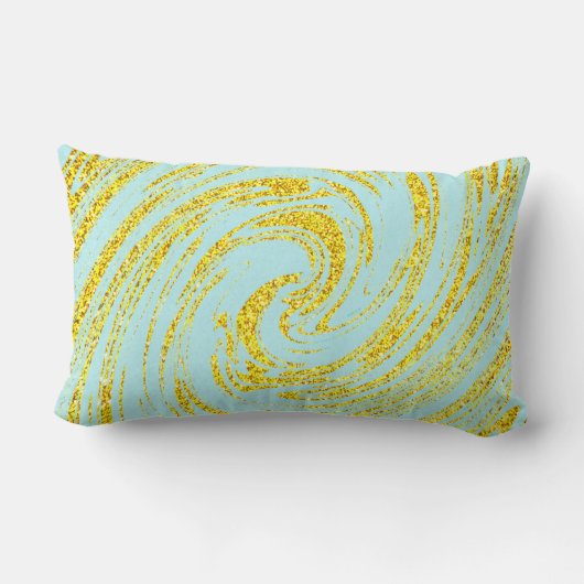 Coussin Rectangle Blue Swirls Abstrait Gold Parties scintillant doré (Verso)