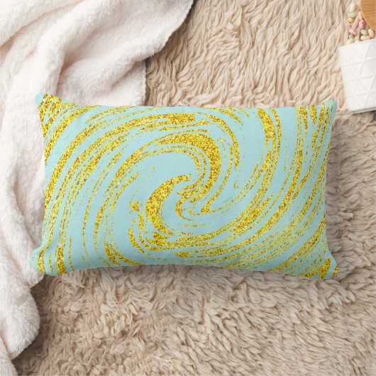 Coussin Rectangle Blue Swirls Abstrait Gold Parties scintillant doré (Couverture)