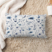 Coussin Rectangle Blue Watercolor Wildflower Botanical Throw Pillow (Couverture)