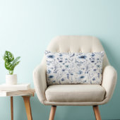 Coussin Rectangle Blue Watercolor Wildflower Botanical Throw Pillow (Chaise)