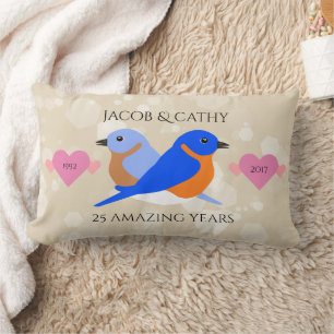Coussin Rectangle Bluebirds Lovebirds Toute année Anniversaire