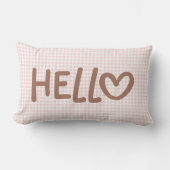 Coussin Rectangle Blush Gingham Mocha Whimsical Heart Hello (Recto)