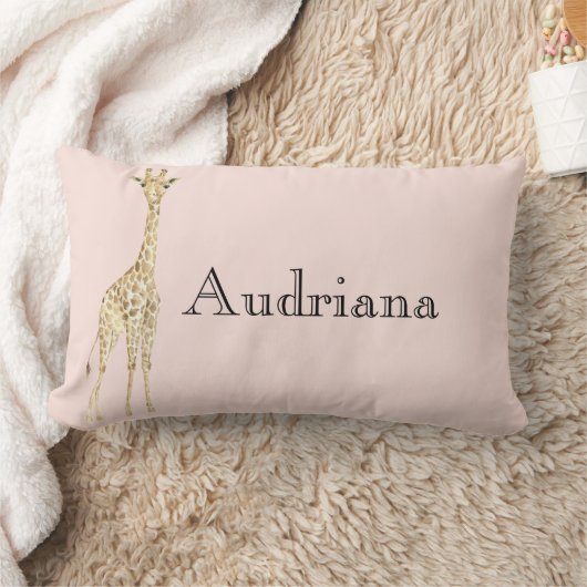 Coussin Rectangle Blush Peach Cute Giraffes Nom (Couverture)