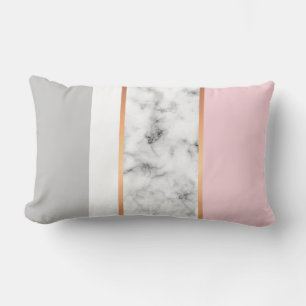 Coussin Rectangle Blush Rose Gold Bloc de Couleur en Marbre Blanc