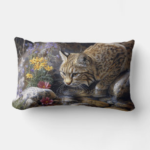 Coussin Rectangle Bobcat avec art Pittoresque Fleur sauvage