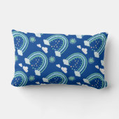 Coussin Rectangle Boho arc-en-ciel vert simple en bleu | (Verso)