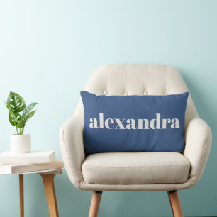 Coussin Rectangle Boho bleu français nom personnalisé moderne simple