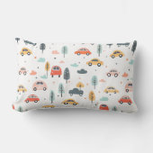 Coussin Rectangle Boho Enfants Voitures, Arbres et Nuages Motif (Recto)