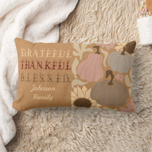 Coussin Rectangle Boho Fall Grateful Thanksgiving