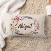 Coussin Rectangle Boho Floral Nom personnalisé Jeu d'oreiller (Couverture)