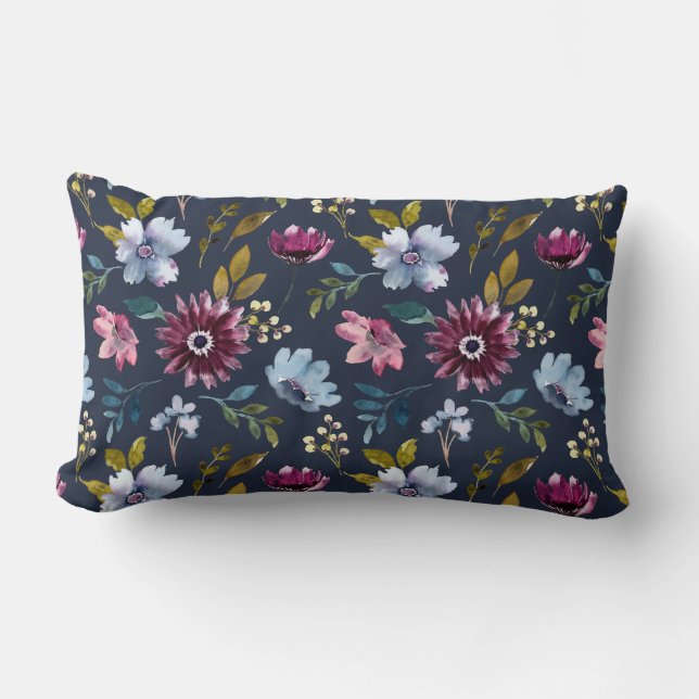 Coussin Rectangle Boho tendance motif bleu marine élégant (Recto)