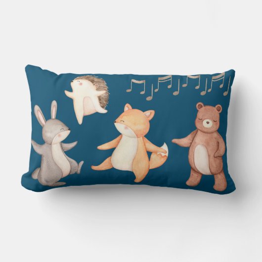 Coussin Rectangle Bois Animaux Danser Pique-nique Forêt (Recto)