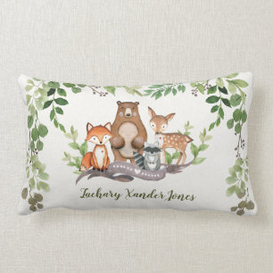 Coussin Rectangle Bois Bébé Animaux Végétation Pépinière Décoration