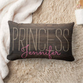 Coussin Rectangle BOIS rustique CHic IMPRIME VOTRE NOM EN ROSE BEIGE (Couverture)