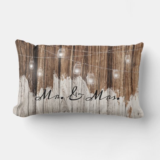 Coussin Rectangle Bois rustique marron avec lumières personnalisable (Recto)