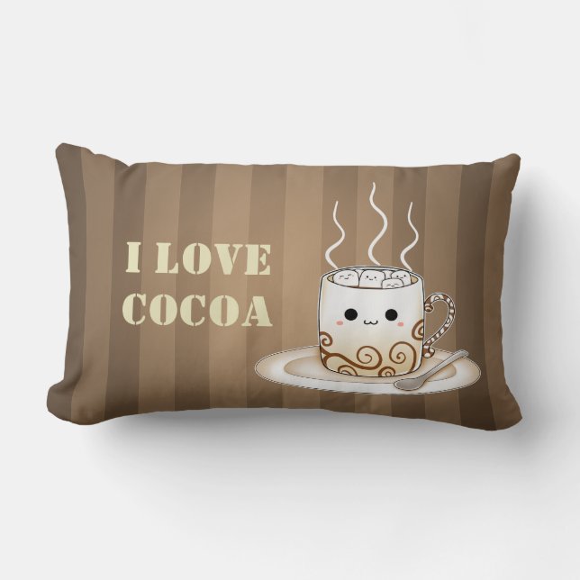 Coussin Rectangle Boisson chaude de cacao de kawaii mignon (Recto)