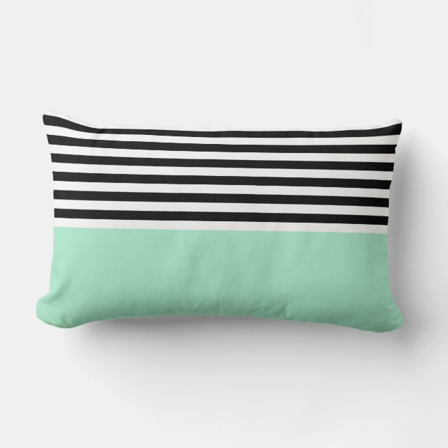 Coussin Rectangle Bonbon Magique Avec Rayures Noires et Blanches (Recto)