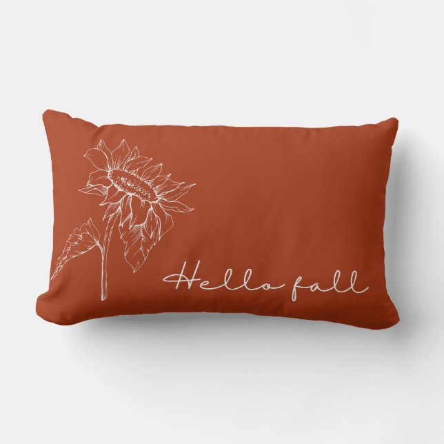 Coussin Rectangle Bonjour Automne Tournesol Rouille Orange Automne (Recto)