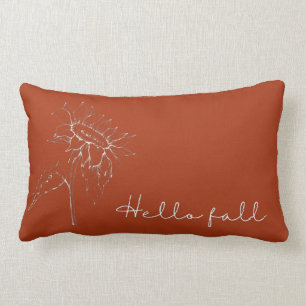 Coussin Rectangle Bonjour Automne Tournesol Rouille Orange Automne