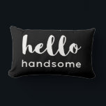 Coussin Rectangle Bonjour belle conception réversible noir blanc<br><div class="desc">Joli Hello Joli typographie design coussin,  idéal pour un cadeau amusant. Noir réversible sur blanc et blanc sur noir</div>