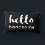 Coussin Rectangle Bonjour belle conception réversible noir blanc<br><div class="desc">Joli Hello Joli typographie design coussin,  idéal pour un cadeau amusant. Noir réversible sur blanc et blanc sur noir</div>
