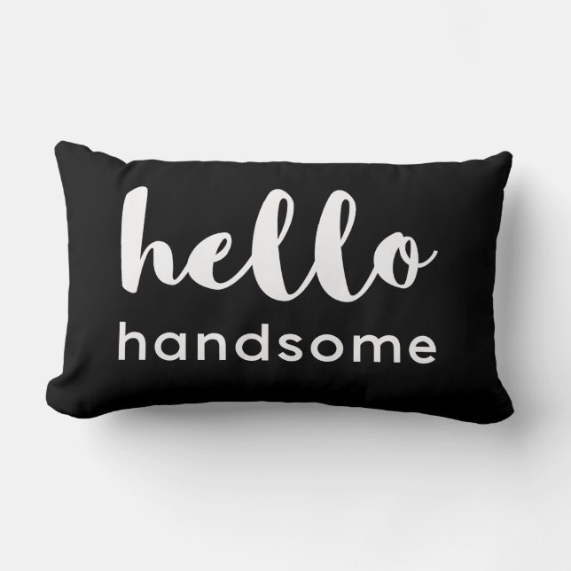Coussin Rectangle Bonjour belle conception réversible noir blanc (Recto)