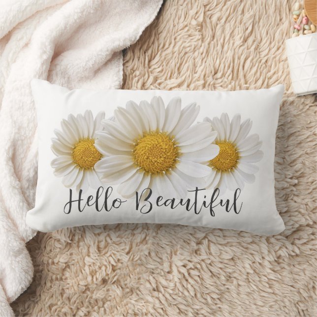Coussin Rectangle Bonjour Belles Blancs Fleurs de marguerites (Couverture)