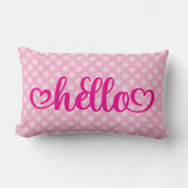 Coussin Rectangle Bonjour Coeurs clair rose pochette point (Recto)