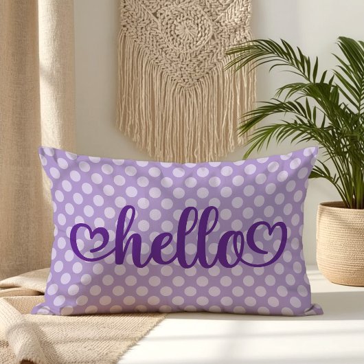 Coussin Rectangle Bonjour Cœurs Pale Violet À pois