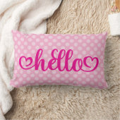 Coussin Rectangle Bonjour coeurs rose clair à pois (Couverture)