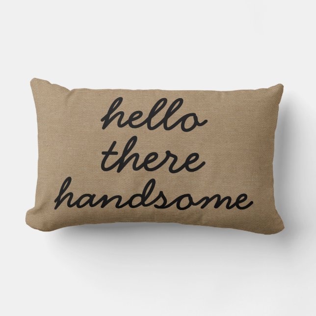 Coussin Rectangle Bonjour là jut chic rustique beau de toile de (Recto)