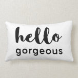 Coussin Rectangle Bonjour magnifique réversible blanc design noir<br><div class="desc">Joli Bonjour Magnifique typographie design coussin,  idéal pour un cadeau amusant.Reversible Blanc sur noir et noir sur blanc design</div>