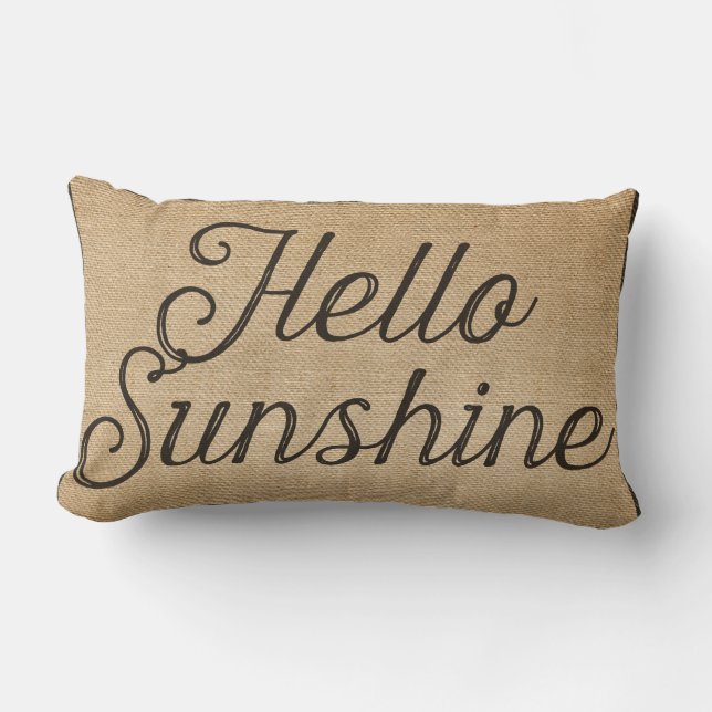 Coussin Rectangle Bonjour toile de jute de cru de soleil (Recto)